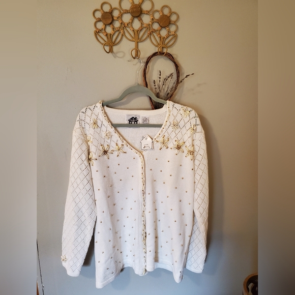 NWT Starfish Cove Storybook Knits Beaded Shell Sweater - Picture 1 of 8